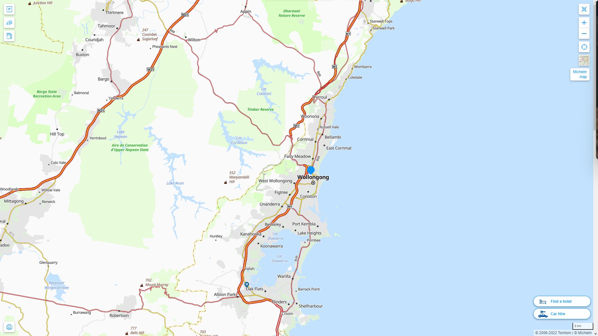 Wollongong Highway and Road Map